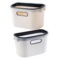 thumbnail image 4 of Raindrops 2pcs Kitchen Trash Can Plastic Garbage Bag Hanging Storage Box Garbage Bin Waste Paper Basket For Home Kitchen (White + Beige), 4 of 8
