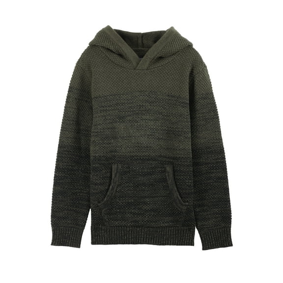 X RAY JEANS Boy's Colorblock Pullover Hood Sweater, Olive, S