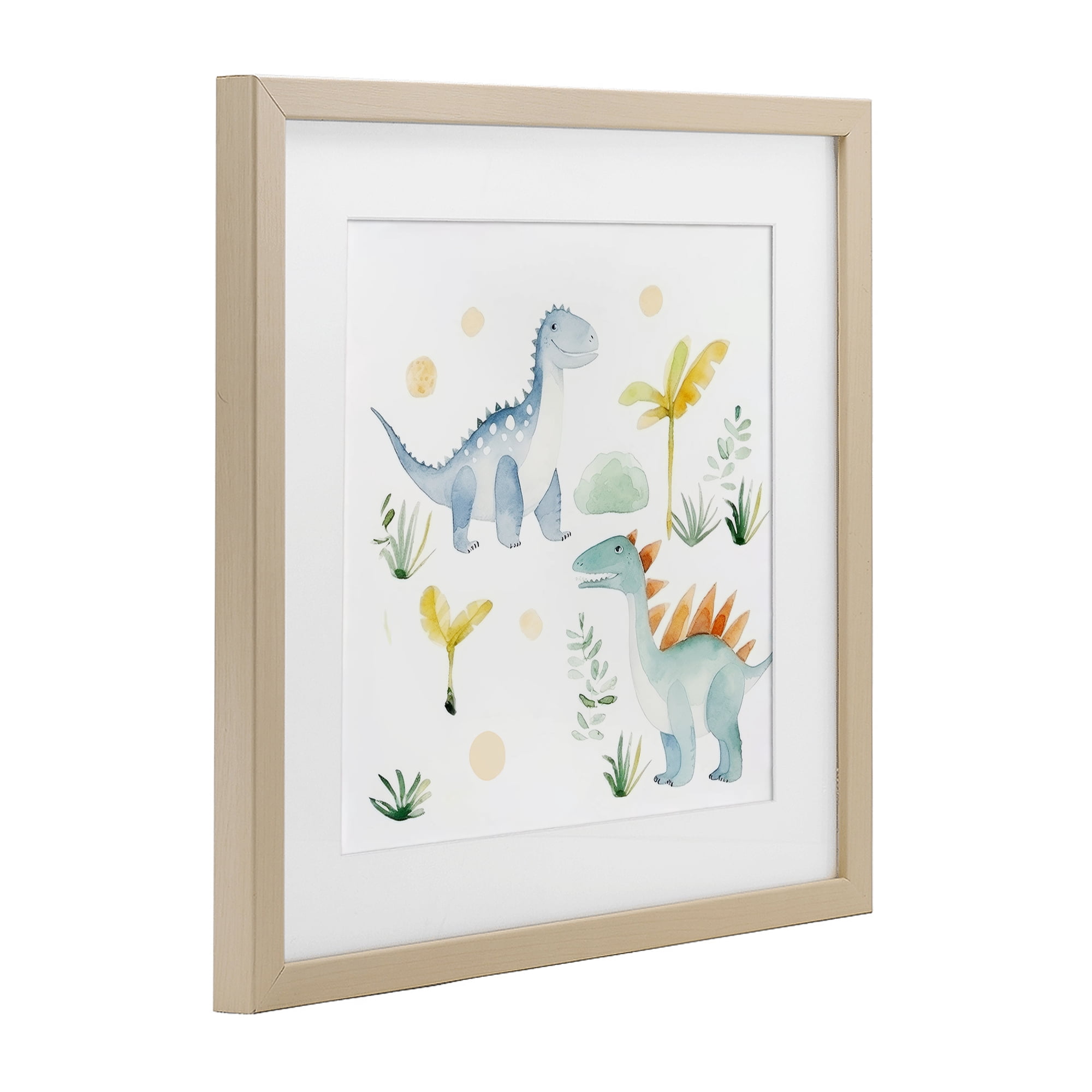 Stupell Industries Dino Wonderland Friends Birch Framed Print Under Glass, design by Lazar Studio