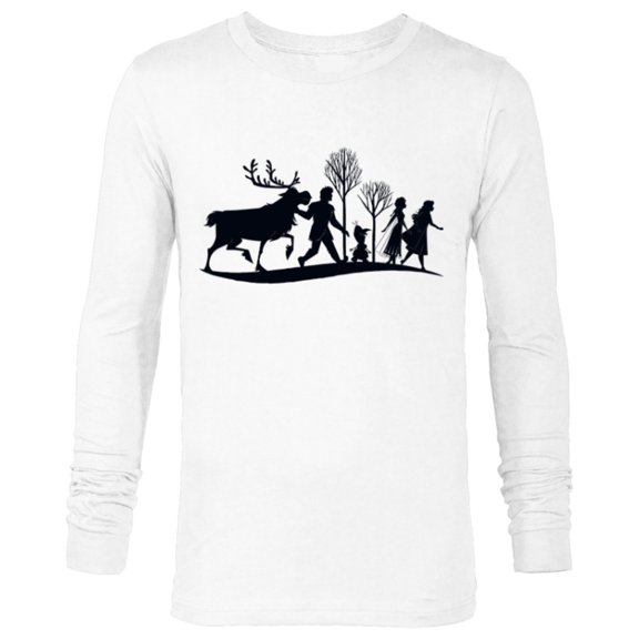 Disney Frozen 2 Characters Anna Elsa Silhouette - Long Sleeve T-Shirt for Men - Customized-White