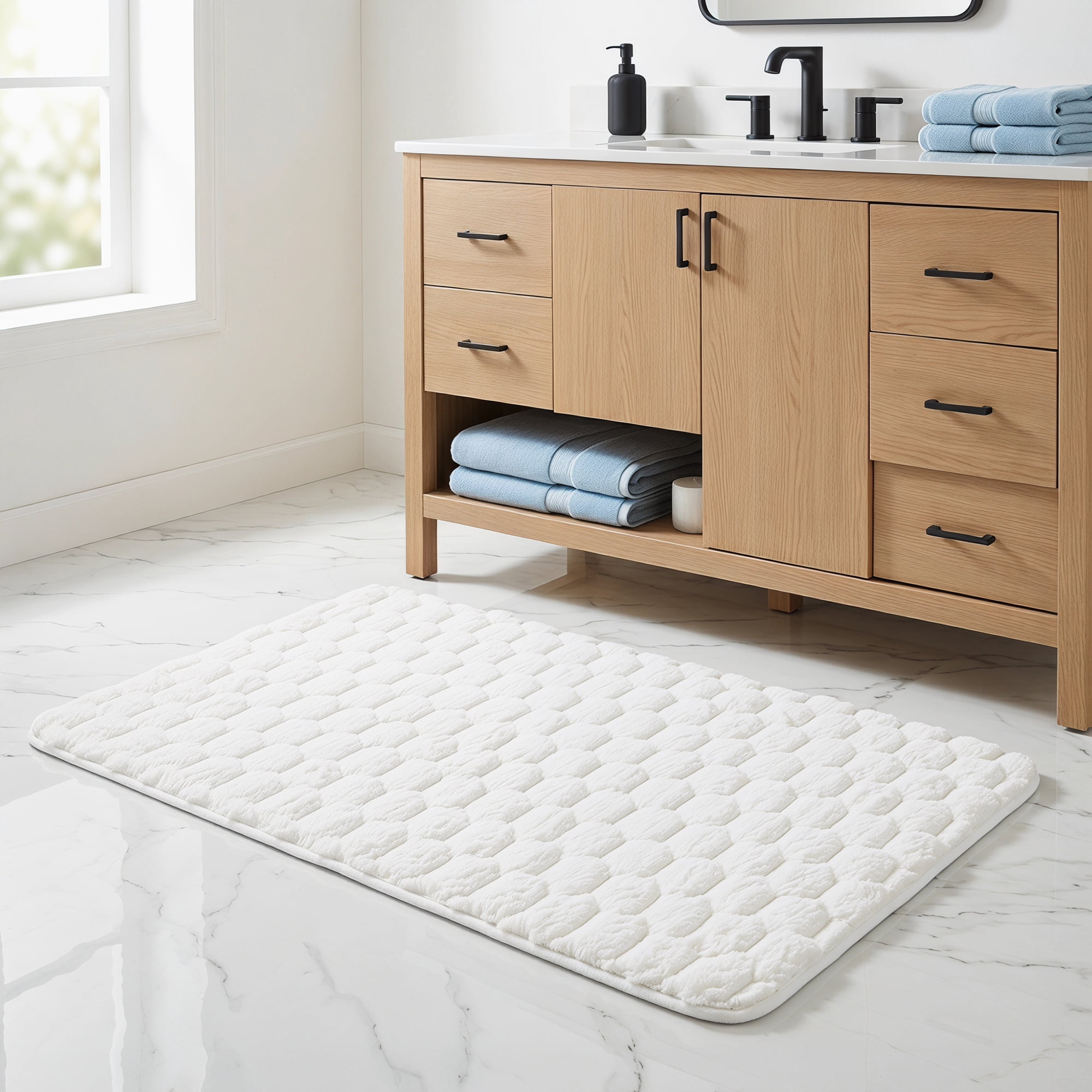 Unique Bargains Luxury Ultra Soft Absorbent Microfiber Bath Mat Non Slip Beige 32" x 20"