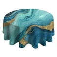thumbnail image 4 of Blue Marble Gold Wave Pattern Round Tablecloth 60"x60",Wrinkle Wipeable Table Cloth for Kitchen Dining Room Picnic Patio Party, 4 of 6
