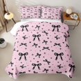 thumbnail image 2 of Erosebridal Pink Black Ribbon Bow Bed Spread Queen for Girls Women, Love Heart Stars Print Queen Coverlet Set, 3 Pieces, 2 of 7