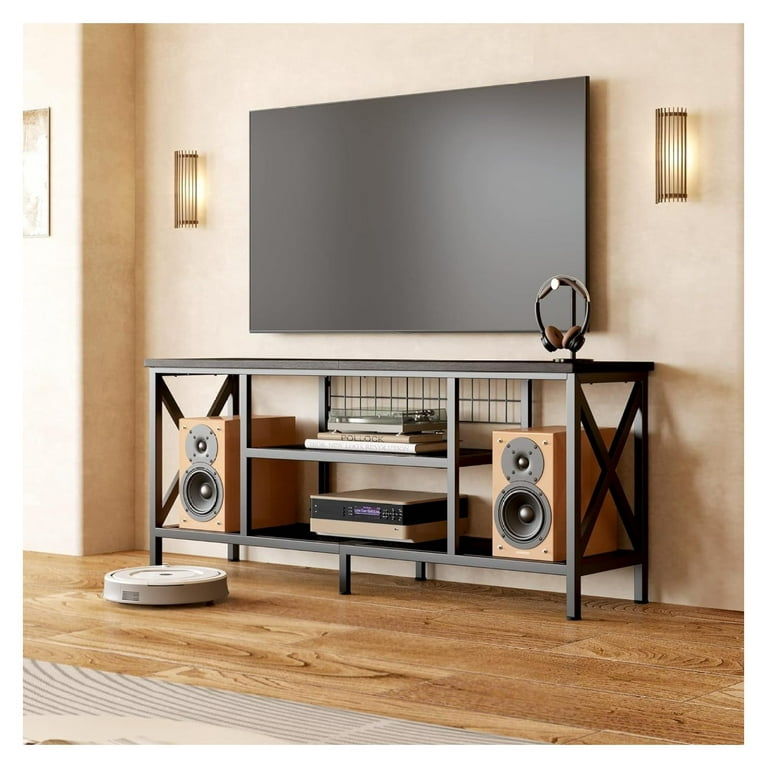 Echoworld TV Stand for TVs up to 65 Inches 59.8 Entertainment Center with Soundbar Shelf TV Media Console Table with Open Storage Shelves for