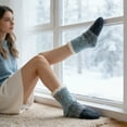 thumbnail image 7 of Winter Adult Thicken Warm Floor Socks - Thick Lamb Wool Fleece-Lined Indoor Socks with Non-Slip Silicone Soles & Button Closure, Soft Warm Cozy Lounging Socks for Home Comfort, 9.84*6.69in, Blue, 7 of 7