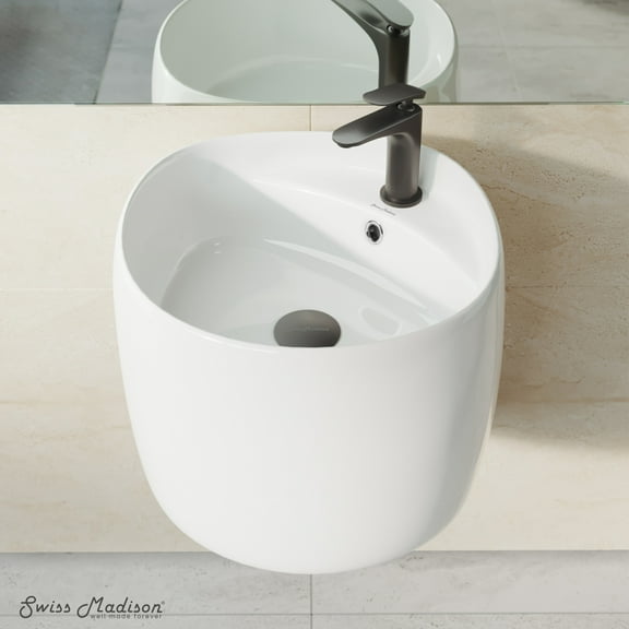 Ivy 18 in. Ceramic Glossy White Wall Mount Sink