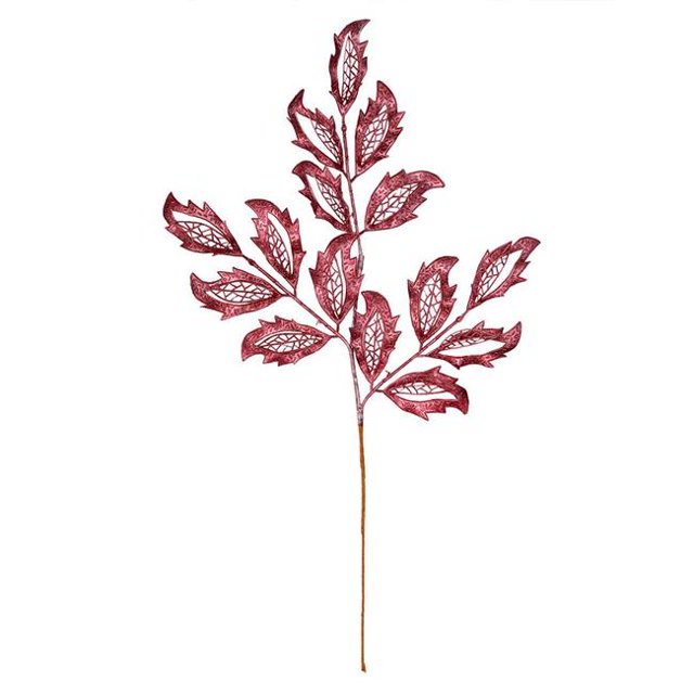 Vickerman L186665 22 in. Burgundy Matte Mistletoe Leaf Spray, 12 per Bag