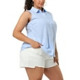 thumbnail image 5 of Agnes Orinda Women's Plus Size Shirts Sleeveless Summer Casual Button Down Tank Tops 1X Blue, 5 of 8