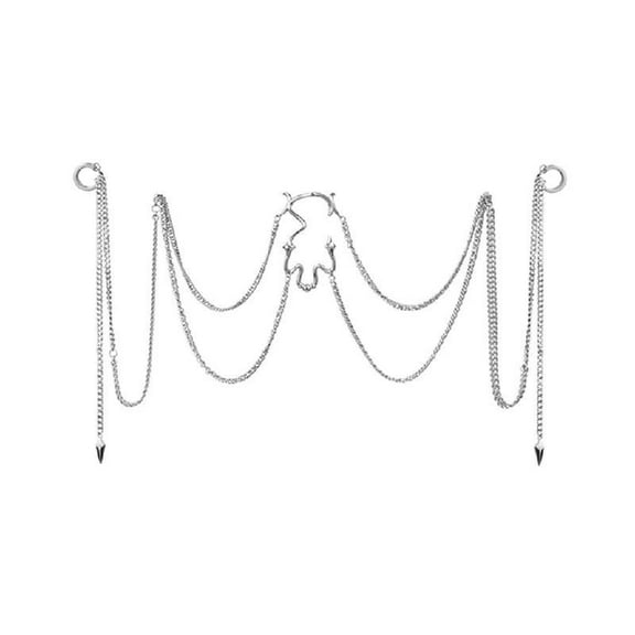 Nose Rings Hoop Chain Fake Septum Ring Non Piercing Nose Rings with Chain Nose to Ear Chain Nose Ring Body Jewelry