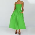 thumbnail image 2 of Summer Saving Wycnly Summer Dresses for Women Fashion Elastic Waist Pleated Swing Spaghetti Strap Pocket Long Dresses 2024 Sleeveless Tube Top Solid Maxi Formal Dress Green l, 2 of 7