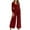 Red, variant on aidice Summer Jumpsuits for Women Square Neck Long Sleeve Smocked Comfy Loose High Waisted Pants Rompers