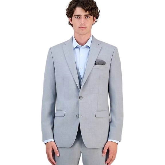 Bar Iii Mens Slim fit Wool Suit Jacket Blazer 40 S Light Grey Solid Stretch
