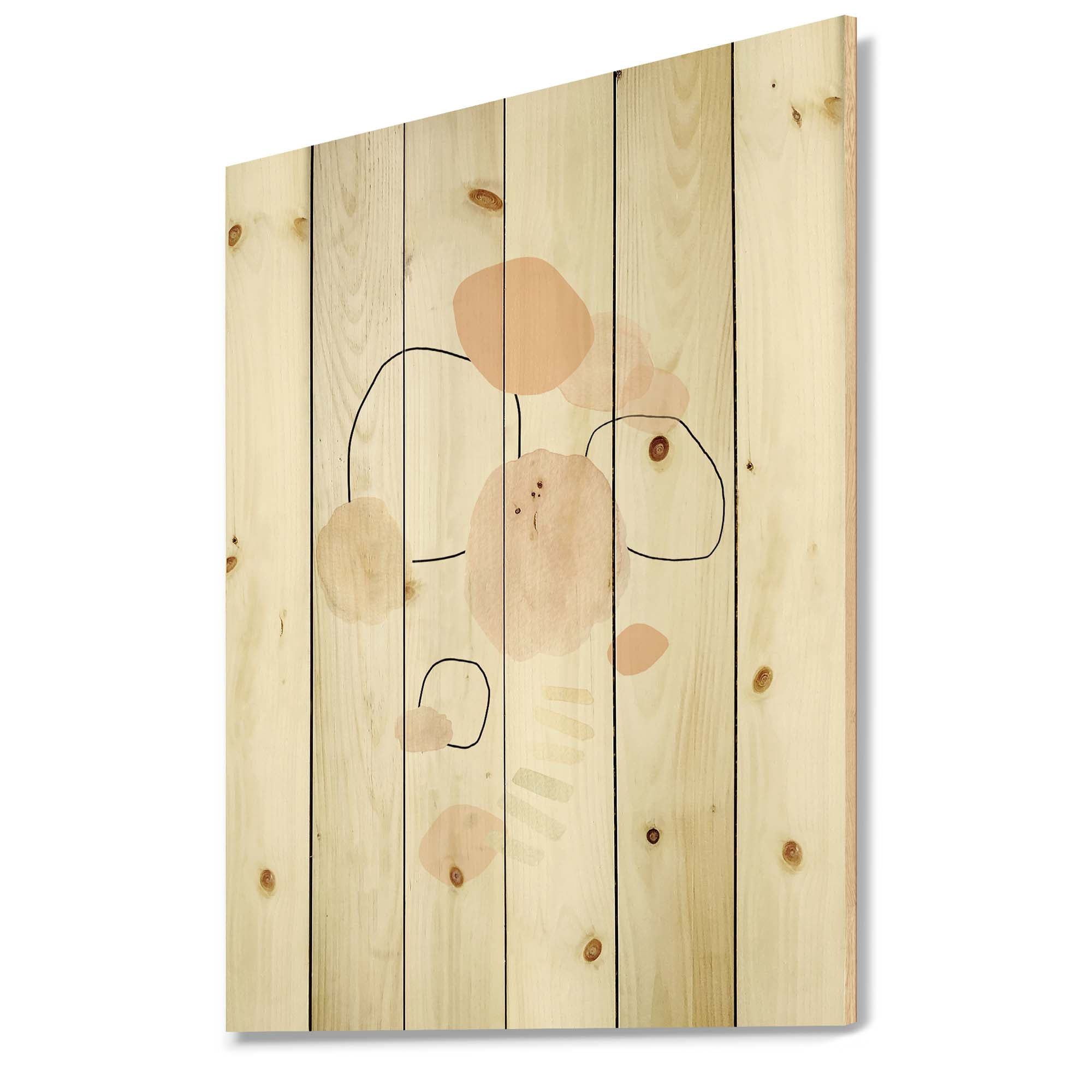 Designart 'Watercolour Stains On White' Shabby Chic Print on Natural Pine Wood