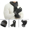 thumbnail image 6 of 3Pcs Unisex New Double-sided Color Matching Scarf Hat Gloves Set Autumn Winter Warm Fashion Men Women Simple Thickening Hat Set Deep grey, 6 of 7