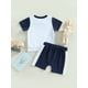 thumbnail image 2 of Conjunto De Camiseta De Manga Corta Con PatróN De Conejo Para Bebé Y Pantalones Cortos EláSticos XBTCLXEBCO Azul;6-12 Meses, 2 of 6
