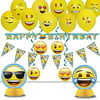 Emoji birthday party decoration pack - Happy Birthday Banner, Pennant Banner, Hanging Swirls, Balloons, Table Centerpieces.. The Ultimate Emoticon Deco and Supply Set For Birthdays and more