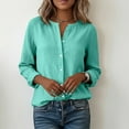thumbnail image 4 of Cotton Linen Shirts Womens Long Sleeve Blouses Button Down V Neck Shirt Summer Spring Roll-Up Sleeve Tops Trendy Boho Oversized Tee Tshirt Ladies Clothes 2026, 4 of 7