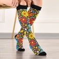thumbnail image 5 of FORMRS Womens Knee High Socks Casual Long Thick Travel Daily Wear, 1 Pair, Cartoon Flowers, 5 of 6