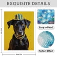 thumbnail image 3 of Diamond Art Kit for Adults, Dog Wearing Striped Hat Yellow Background Diamond Painting for Adults Beginners, 5D DIY Diamond Art Painting Kits, Colorful Diamond Painting Craft for Home Decor 12x16, 3 of 7