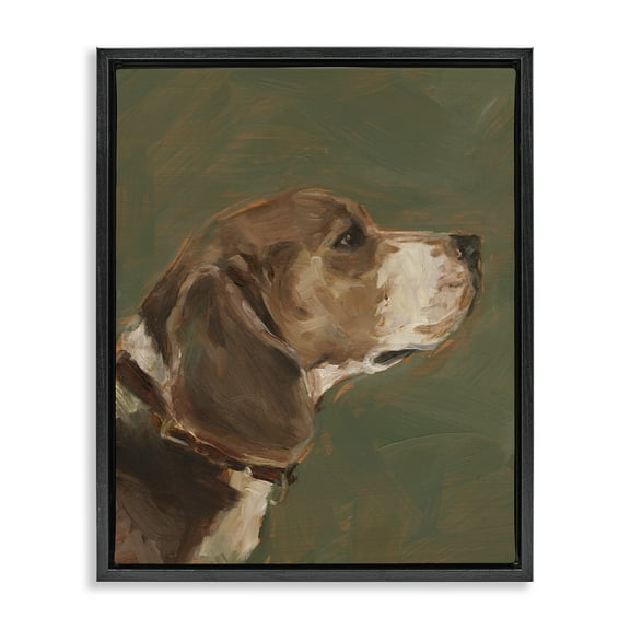 Stupell Industries Traditional Beagle Portrait Animals & Insects Painting Black Floater Framed Canvas Art Print Wall Art, 17 x 21