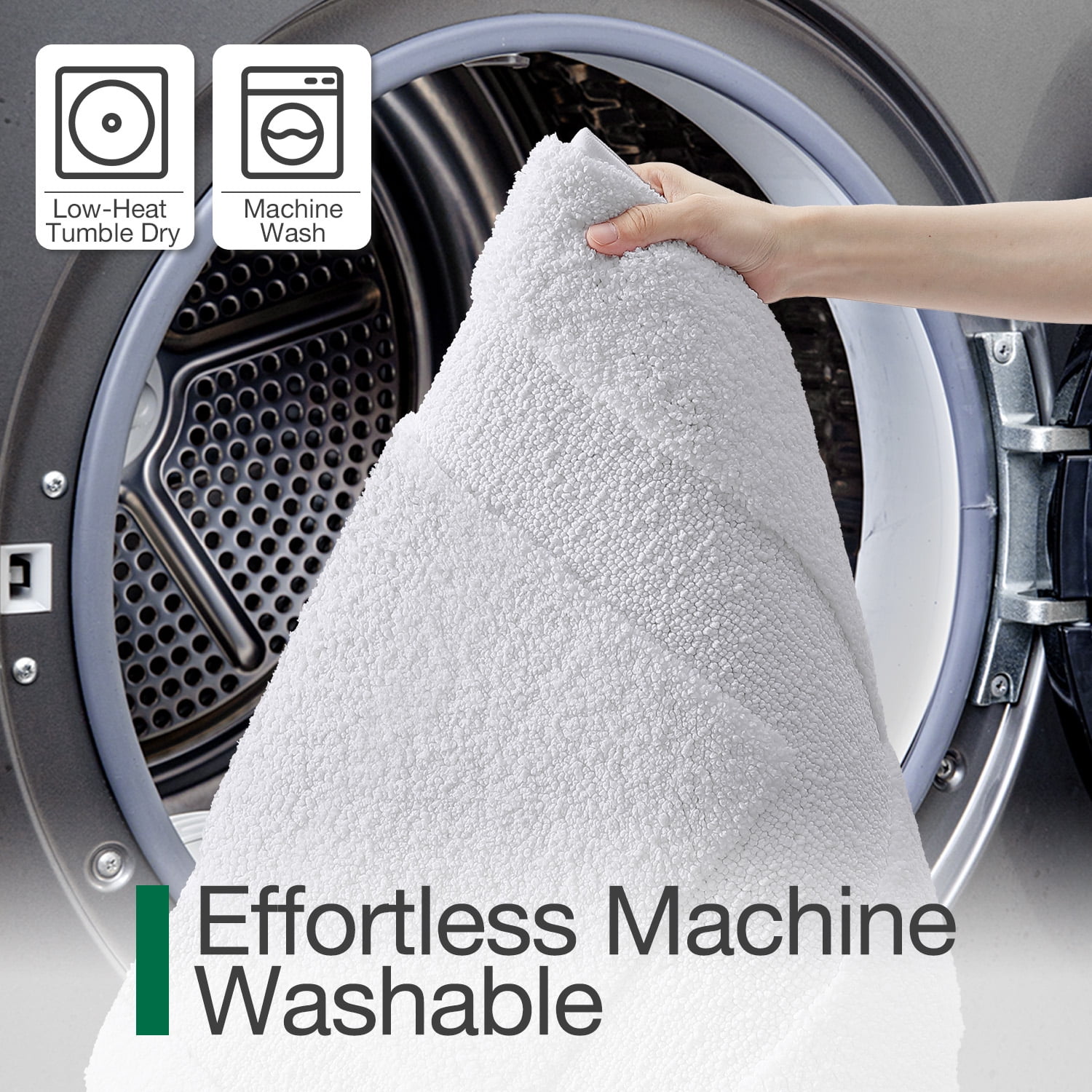FRABE Non Slip Bathroom Rug with Rubber Backing, Ultra Absorbent Quick Dry Microfiber Bath Mat, Machine Washable, White, 24"x60"