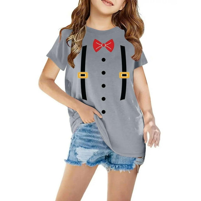 MeetoTime T-shirt pour Enfants Garçons Filles Col Rond Couleur Unie Manches Courtes Tee Été Décontracté Mignon Graphique