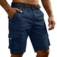 thumbnail image 4 of Men's Cargo Shorts Quick Dry Lightweight Knee Length Bermuda Shorts with Pockets Elastic Waist Work Hiking Short, L, 4 of 5