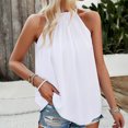 thumbnail image 6 of Jewelreauty Women Halter Neck Ruched Tank Tops Casual Sleeveless Tunic Tee Summer Loose Fitting Solid Shirts (S, White), 6 of 7