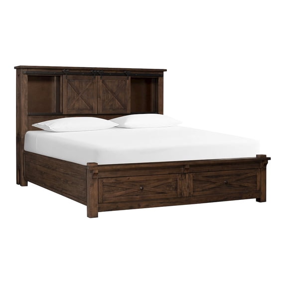 A-America Sun Valley Rustic Solid Wood Queen Storage Bed in Timber