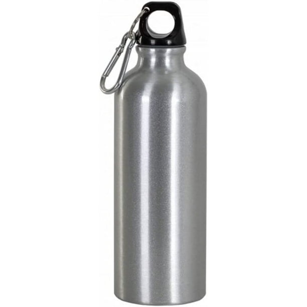 Insulated Water Bottle with Carabiner, 500ml, Stainless Steel Water Bottle,  Silver Grey, Suitable for School, Sports, Outdoors, Gym, Yoga. 
