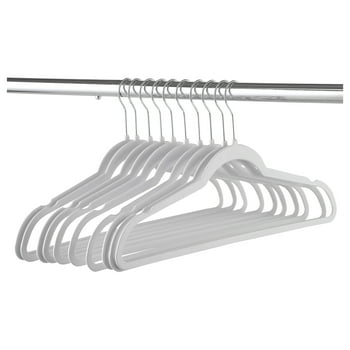 Mainstays Slim Clothes Hangers, 10 Pack, White, Durable Plastic, Space Saving