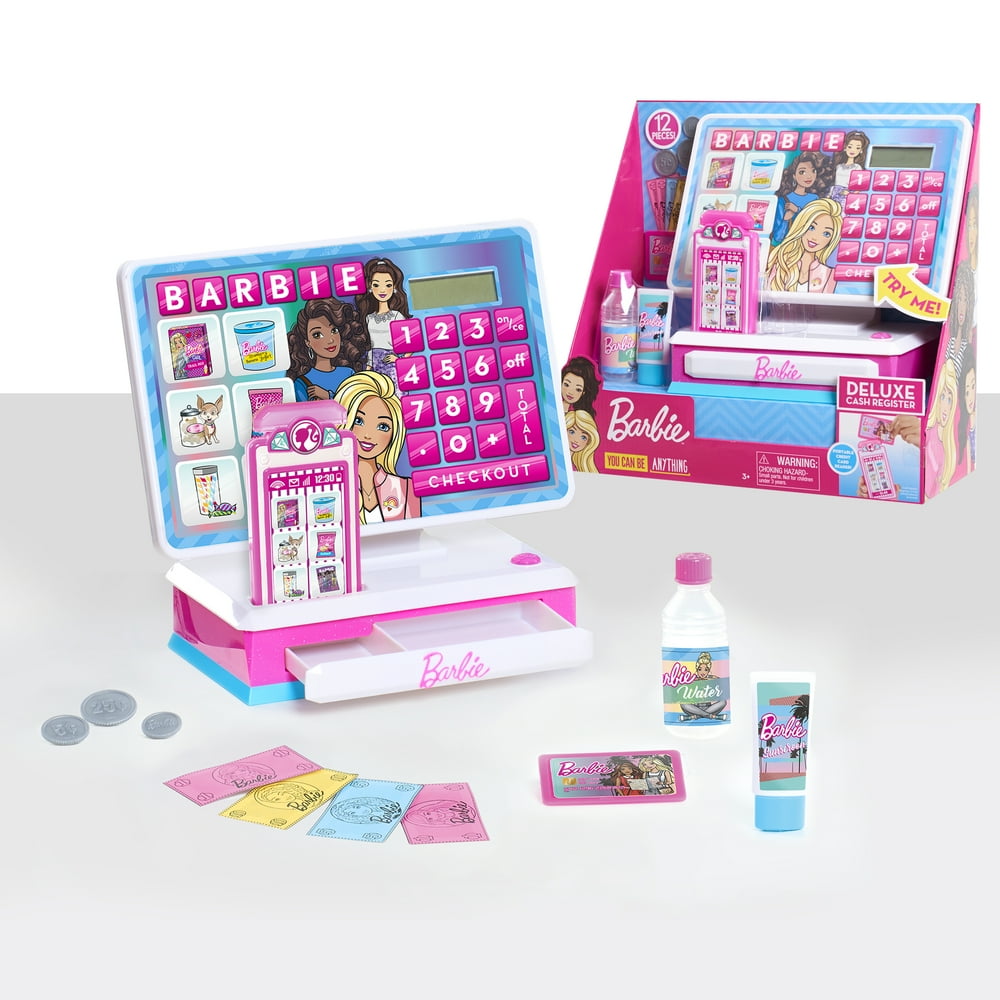 Barbie Deluxe Cash Register with Sounds, 12pieces, Ages 3 +
