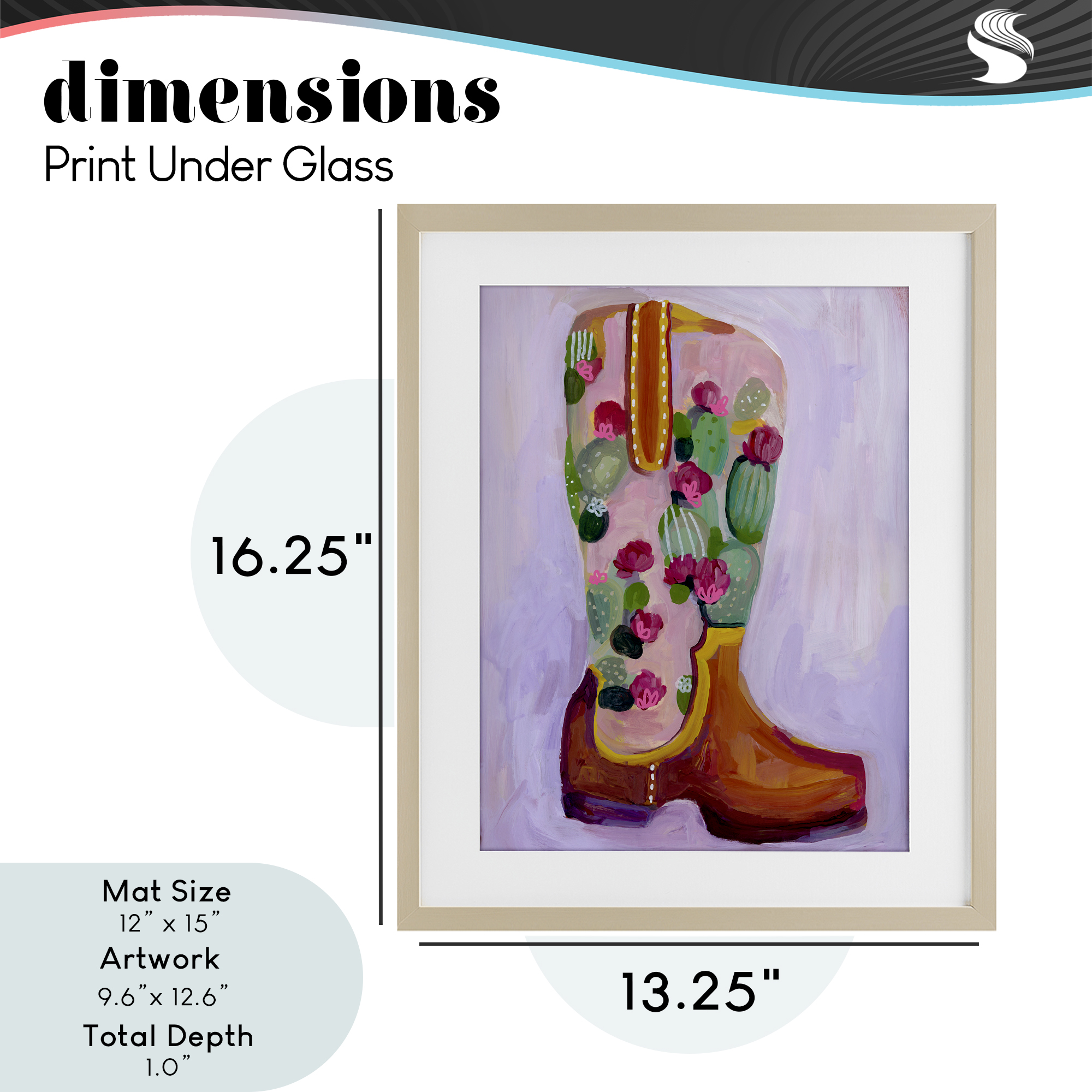 Desert Day Dream Boots Birch Framed Print Under Glass, design by Ashley Davis