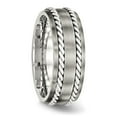 thumbnail image 5 of Auriga Fine Jewelry Stainless Steel w/Sterling Silver Double Twisted Brushed 8 mm Band for Women Size 12.5, 5 of 6