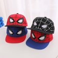 thumbnail image 3 of Gorra de béisbol para niños, gorra ajustada, gorra de araña de béisbol con ala plana de diseño azul rojo, visera de sombrero de hip hop, 3 of 4