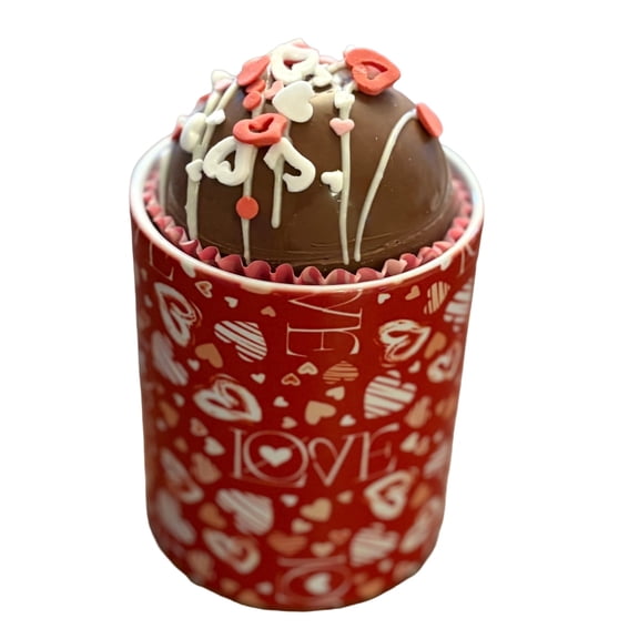 Valentine's Day LOVE mug, 12 oz. Ceramic, Hot Cocoa Bomb gift set