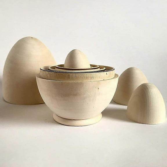 Hollow Wooden Eggs Easter Nesting Eggs Toy Wood Easter Basket Stuffers Gift 5 Hollow Unpainted Eggs DIY