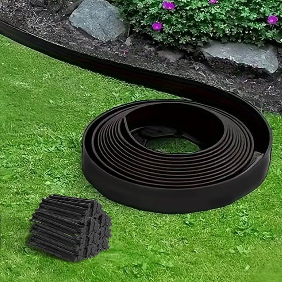 BOYOU 4 in Tall Landscape Edging, 40FT Plastic Garden Border Edging with 15 Anchoring Spikes, Landscape Edging Kit for Garden, Flower Beds and Lawn (Black, 4In x 40FT)