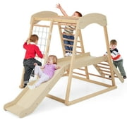 Infans 6-in-1 Indoor Jungle Gym Wooden Playground Climber Playset for Kids 1+ Years