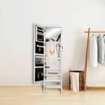 thumbnail image 3 of Lockable Wooden Jewelry Cosmetic Cabinet, Full Length Floor Tilting Jewelry Armoire with Mirror and 3 Angle Adjustable Storage Organizer, 3 of 6