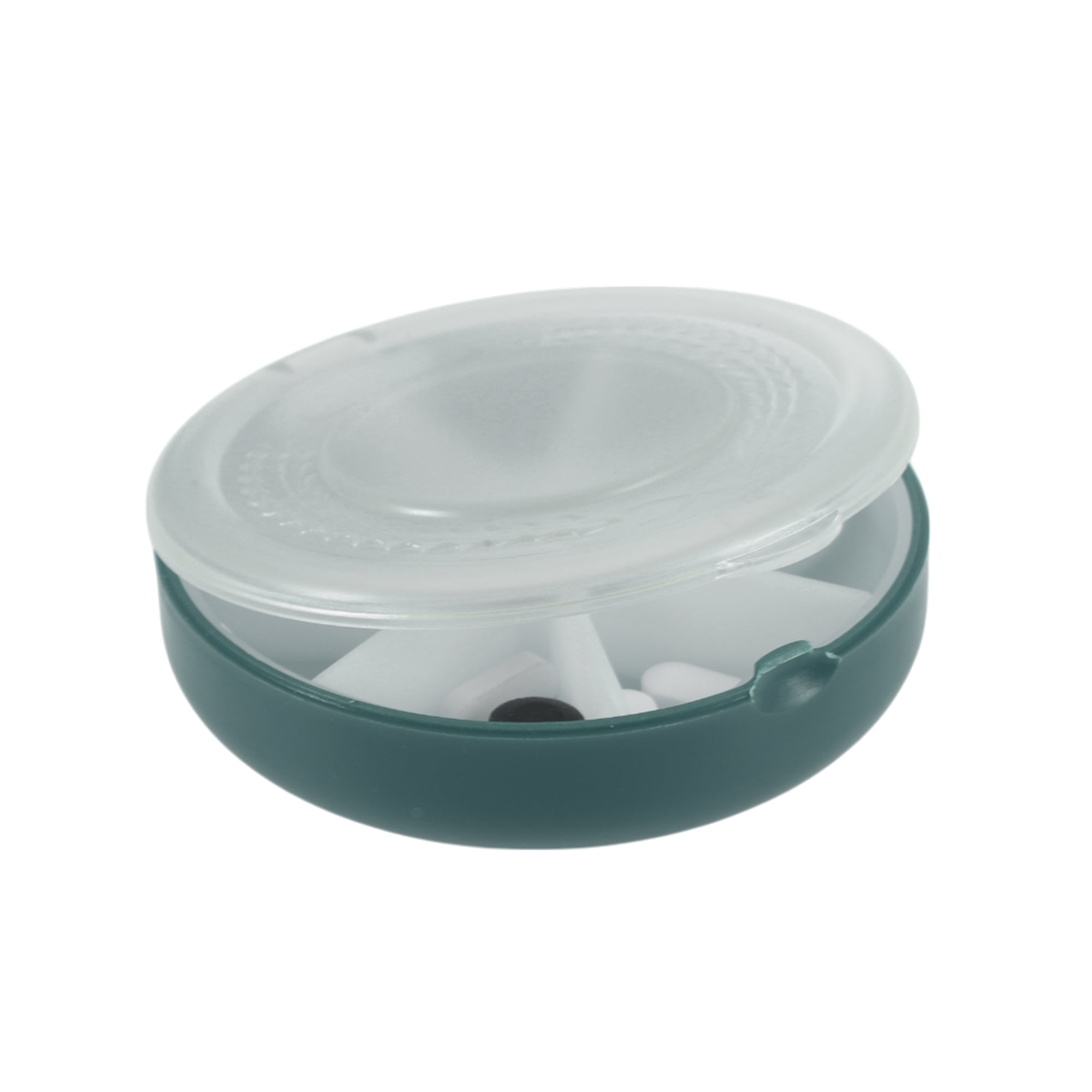 Unique Bargains Lightweight 7 Grids Flip Up Circular Pill Case 1 Pc Green