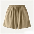 thumbnail image 6 of YanHoo Cotton Linen Shorts for Women Vintage Elastic Waist Loose Short Pants Casual Beach Vacation Shorts with Pockets, 6 of 8