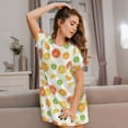 thumbnail image 3 of Zufioo Colorful Lemons Print Women's Nightgown, Round Neck Short-sleeved Pajamas, Home Wear Suitable for Home and Outing, 3 of 6