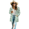 thumbnail image 2 of SCRAWLGOD Flower Long Sleeve Cardigan for Women Lightweight Jacket with Pockets Long Sleeve Cardigan Coats for Women Trendy Soft Lounge Cardigans for Women Vacation Size M, 2 of 7