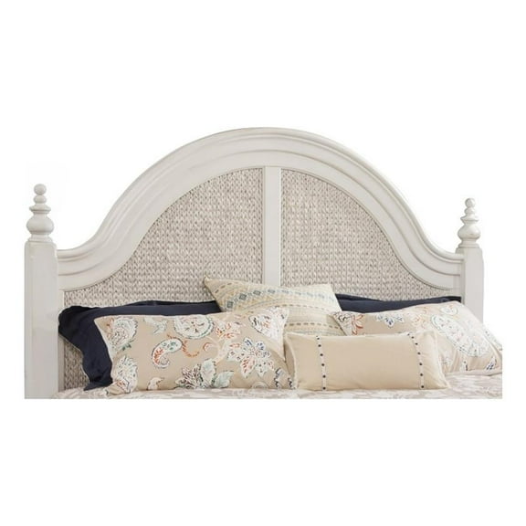 Bowery Hill Modern Farmhouse Dove White Queen Woven Wood Frame Headboard