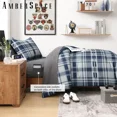 thumbnail image 6 of Amberspace Plaid Design 7-piece Bed in a Bag Comforter Set with Sheets,Navy Blue,Queen, 6 of 8