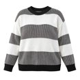 thumbnail image 5 of yillto Plus Size Women Sweater Color Block Striped Fashion Crew Neck Pullover Knit Loose Sweaters, 5 of 6