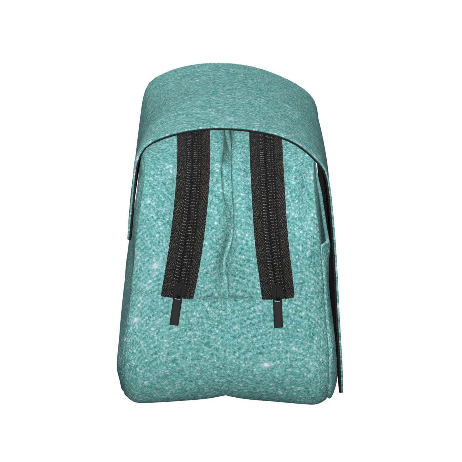 Rateoe Teal Green Glitter Pattern Double Clamshell Pen Case, Storage Organizer with Two Zipper Compartments– Holds Up to 50 Pencils & Pens