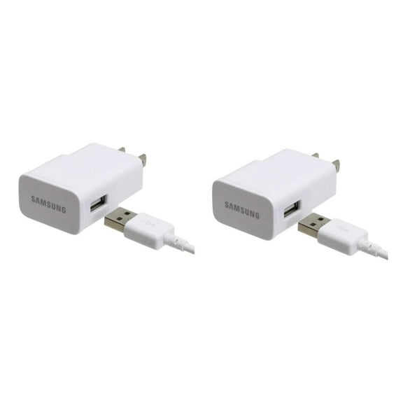 Samsung Travel Charger for Galaxy S3/S4/Note 2 & Other Smartphones, 2 Pack - Non-Retail Packaging - White - New