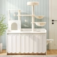 thumbnail image 2 of HICOMILA 50.6" All-in-One Cat Tree with Hidden Litter Box, Multi-Level Cat Tower with Scratching Post & Storage Cabinet, 2 of 7